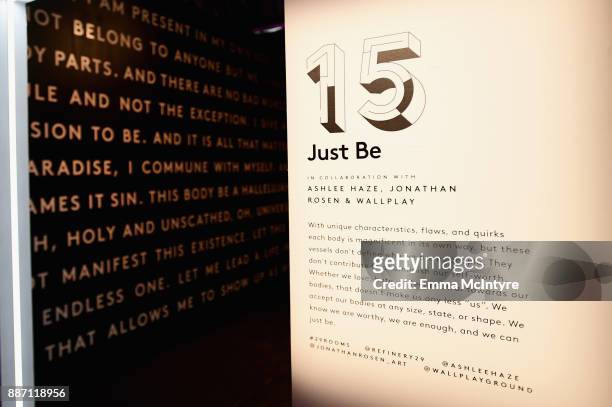 Ashlee Haze, Jonathan Rosen, and Wallplay's Just Be on display at Refinery29's '29Rooms Los Angeles: Turn It Into Art' on December 6, 2017 in Los...