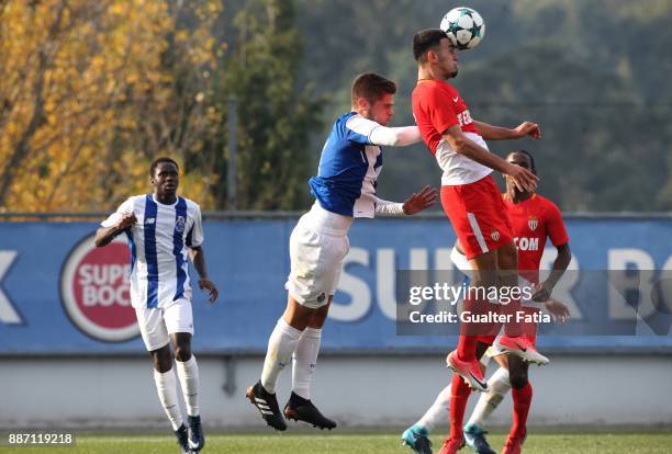 Monaco defender Amilcar Silva from France with FC Porto defender Diogo Queiros in action during the UEFA Youth League match between FC Porto and AS...