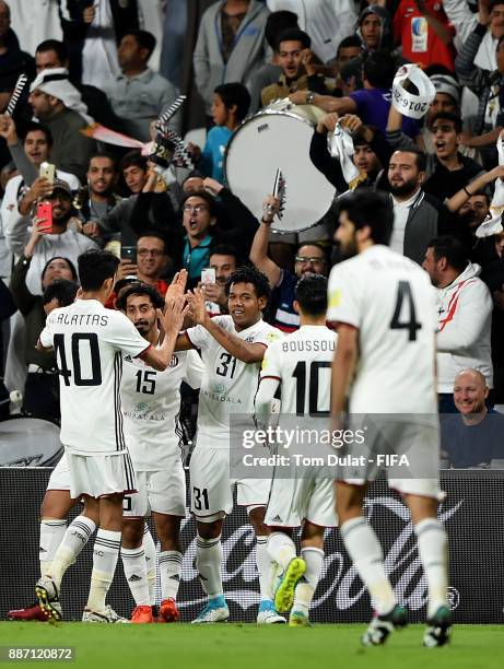 Romarinho of Al Jazira celebrates scoring the winning goal during the FIFA Club World Cup UAE 2017 match between Al Jazira and Auckland City FC at...