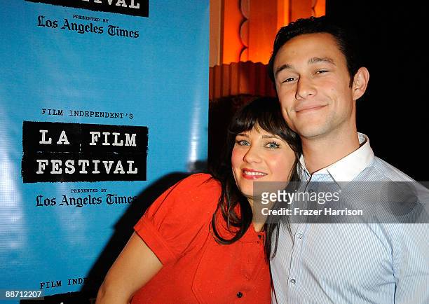 Actors Zooey Deschanel and Joseph Gordon-Levitt attend the 2009 Los Angeles Film Festival's screening of " Days of Summer" at the Majestic Crest...
