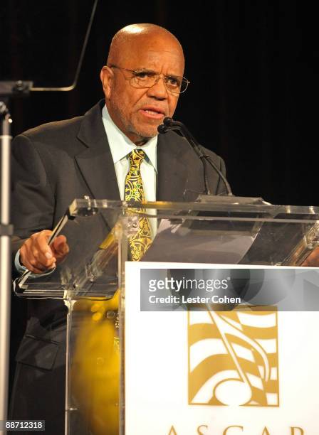 Songwriter Berry Gordy speaks onstage during the 22nd annual ASCAP Rhythm and Soul Awards held at The Beverly Hilton Hotel on June 26, 2009 in...