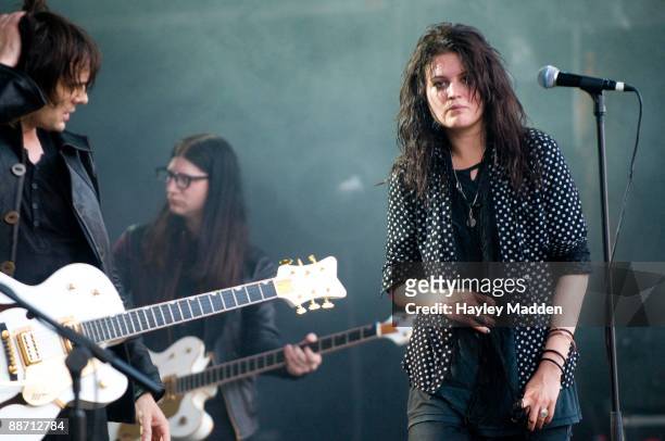 Dead Weather perform on The Park stage on day 2 of Glastonbury Festival at Worthy Farm on June 26, 2009 in Glastonbury, England.