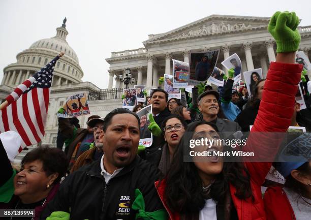 People who call themselves Dreamers, protest in front of the Senate side of the US Capitol to urge Congress in passing the Deferred Action for...