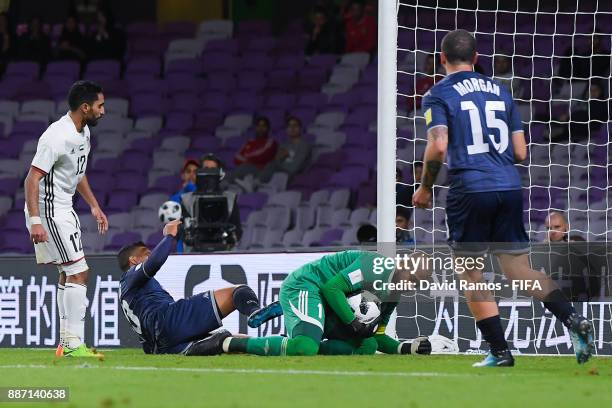 Ali Khaseif of Al Jazira makes a safe during the FIFA Club World Cup UAE 2017 first round match between Al Jazira and Auckland City FC at Hazza Bin...