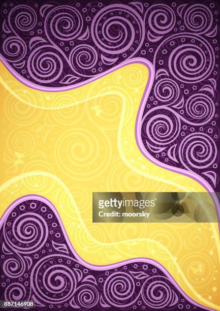 vintage vector purple floral background illustration - gold bug stock illustrations