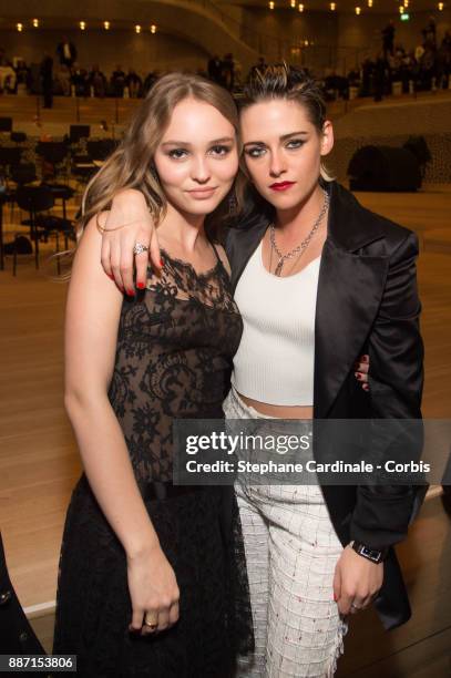 Lily Rose Depp and Kristen Stewart attend the Chanel - Collection Metiers d'Art Paris Hamburg 2017/18 on December 6, 2017 in Hamburg, Germany.