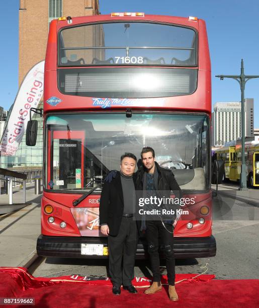 Singer and actor James Maslow and David W. Chien unveil James Maslow's Ride Of Fame IT Bus at Pier 78 on December 6, 2017 in New York City.