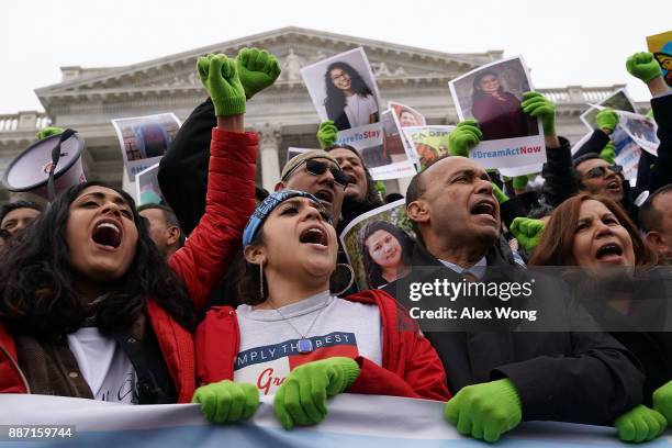 Immigration activists, including U.S. Rep. Luis Gutierrez , stage a protest on the steps of the U.S. Capitol December 6, 2017 in Washington, DC....