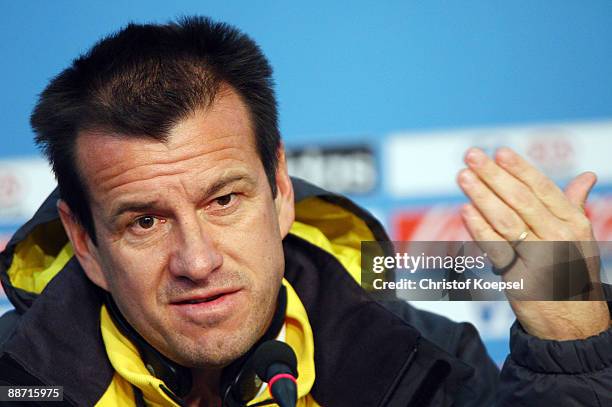 Brazil's national coach Dunga speaks to the media during a press conference at Ellis Park Stadium on June 27, 2009 in Johannesburg, South Africa....