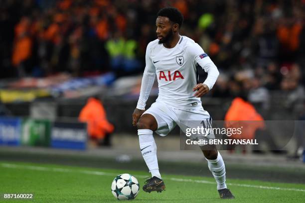 Tottenham Hotspur's French midfielder Georges-Kevin N'Koudou controls the ball during the UEFA Champions League Group H football match between...