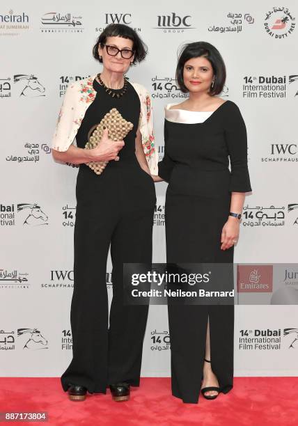 Costume designer Alexandra Byrne and Managing Director of DIFF Shivani Pandya attend the Opening Night Gala of the 14th annual Dubai International...