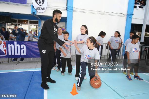 Allen Crabbe of the Brooklyn Nets participates during a NBA Cares School refurbishment as part of the NBA Mexico Games 2017 on December 6, 2017 at...