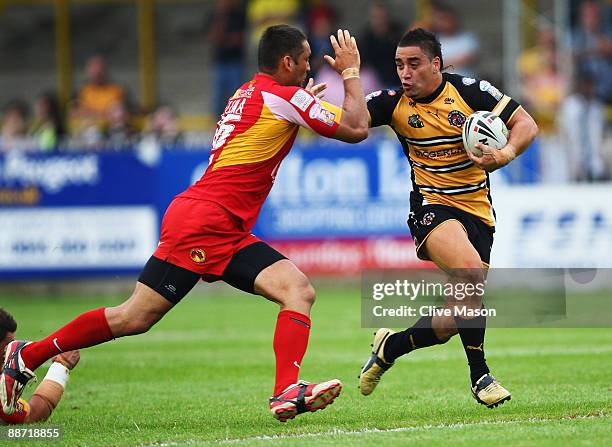 Rangi Chase of Castleford Tigers evades a tackle during the Engage Super League match Between Castelford Tigers and Catalan Dragons at The Jungle on...