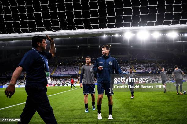 Auckland City FC players leave the pitch after the warm up prior to the FIFA Club World Cup UAE 2017 first round match between Al Jazira and Auckland...