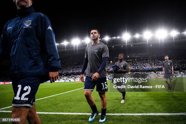 Auckland City FC players leave the pitch after the warm up prior to the FIFA Club World Cup UAE 2017 first round match between Al Jazira and Auckland...