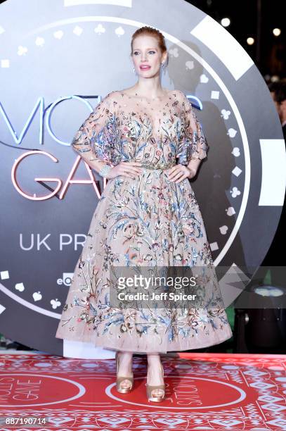 Actress Jessica Chastain attends the 'Molly's Game' UK premiere held at Vue West End on December 6, 2017 in London, England.