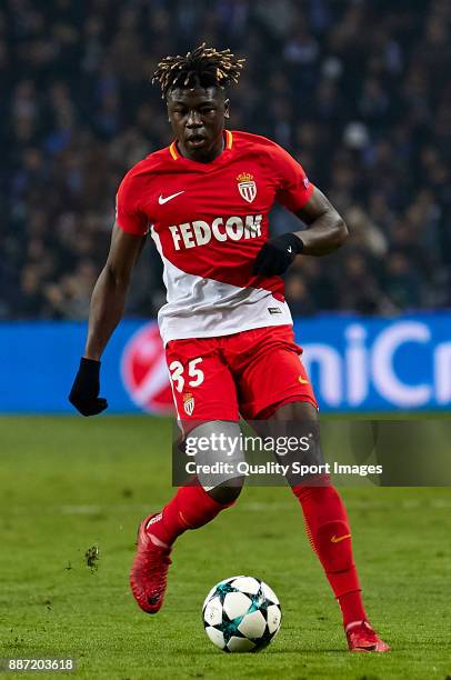 Kevin N'Doram of AS Monaco in action during the UEFA Champions League group G match between FC Porto and AS Monaco at Estadio do Dragao on December...