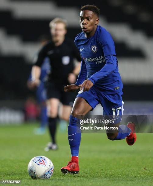 Charly Musonda of Chelsea in action during the Checkatrade Trophy Second Round match between Milton Keynes Dons and Chelsea U21vat StadiumMK on...