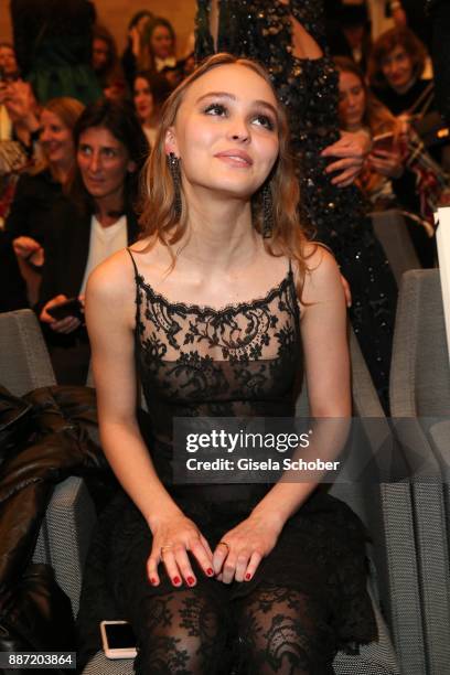 Lily-Rose Depp, daughter of Johnny Depp and Vanessa Paradis during the Chanel "Trombinoscope" Collection des Metiers d'Art 2017/18 photo call at...