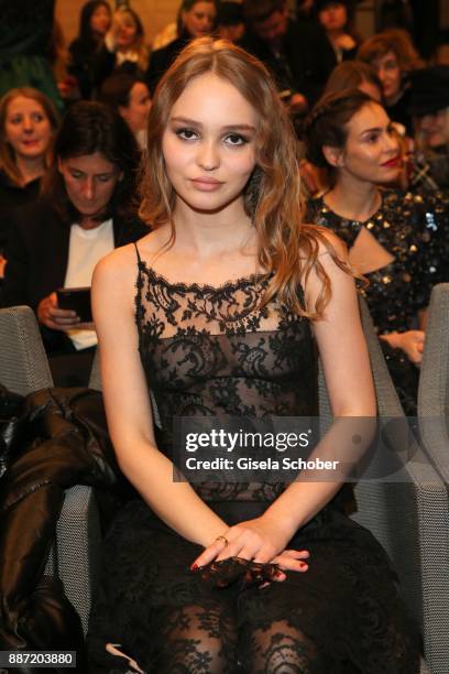 Lily-Rose Depp, daughter of Johnny Depp and Vanessa Paradis during the Chanel "Trombinoscope" Collection des Metiers d'Art 2017/18 photo call at...