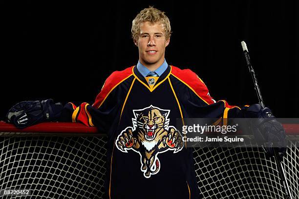 Corban Knight of the Florida Panthers poses for a portrait during the 2009 NHL Entry Draft at the Bell Centre on June 27, 2009 in Montreal, Quebec,...