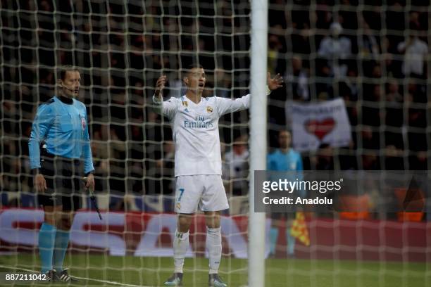 Cristiano Ronaldo of Real Madrid in action during the UEFA Champions League group H match between Real Madrid and Borussia Dortmund at Santiago...