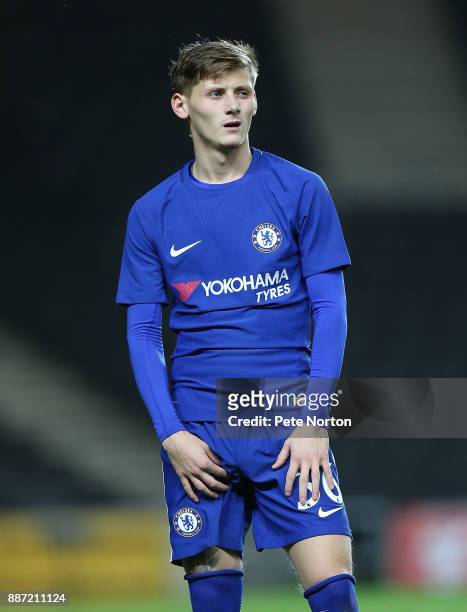 Kyle Scott of Chelsea in action during the Checkatrade Trophy Second Round match between Milton Keynes Dons and Chelsea U21vat StadiumMK on December...
