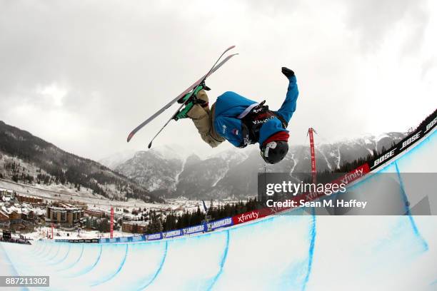 Pavel Chupa of Russia competes in a qualifying round of the FIS Freeski World Cup 2018 Men's Ski Halfpipe during the Toyota U.S. Grand Prix on...