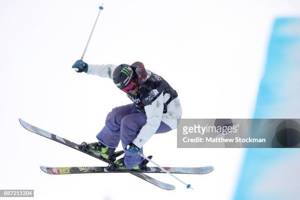 Devin Logan of the United States competes in a qualifying round of the FIS Freeski World Cup 2018 Ladies Ski Halfpipe during the Toyota U.S. Grand...