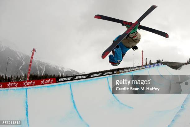 Pavel Chupa of Russia competes in a qualifying round of the FIS Freeski World Cup 2018 Men's Ski Halfpipe during the Toyota U.S. Grand Prix on...