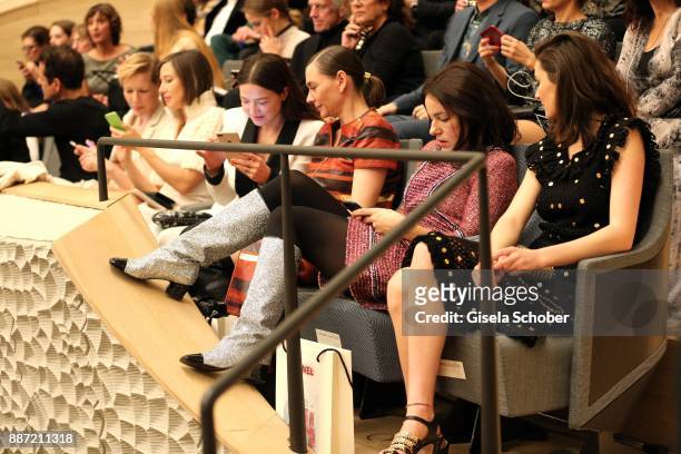 Sandra Hueller, Johanna Wokalek, Hannah Herzsprung, Christiane Paul, Nicolette Krebitz and Lea van Acken with mobile phones during the Chanel...