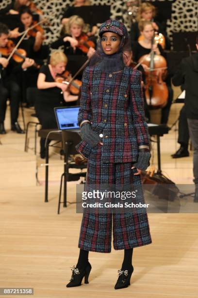 Model during the Chanel "Trombinoscope" collection Metiers d'Art 2017/18 show at Elbphilharmonie on December 6, 2017 in Hamburg, Germany.