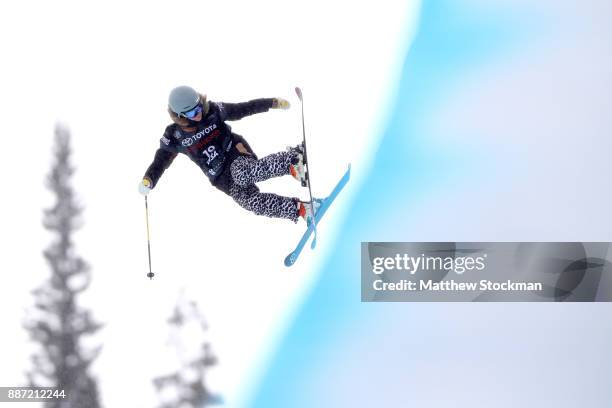 Jeanee Crane-Mauzy of the United States competes in a qualifying round of the FIS Freeski World Cup 2018 Ladies Ski Halfpipe during the Toyota U.S....