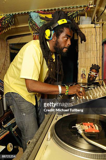 Reggae DJ Shakespeare performs in his mobile truck sound system at the 13th annual Electric Daisy Carnival electronic music festival on June 26, 2009...