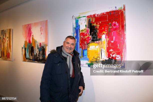 Humorist Jean-Marie Bigard attends painter Caroline Faindt Exhibition Opening at "L'Espace Reduit" on December 6, 2017 in Paris, France.