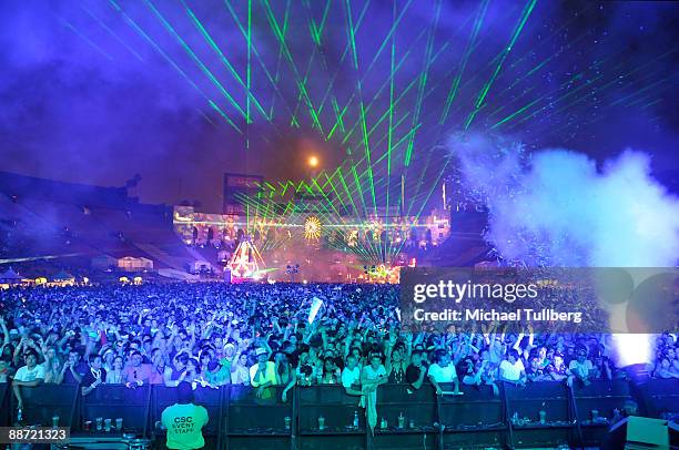 General view during the 13th annual Electric Daisy Carnival electronic music festival on June 26, 2009 in Los Angeles, California.