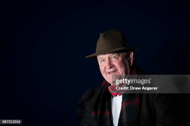 Sonny Perdue, U.S. Secretary of Agriculture, speaks during the U.S. Capitol Christmas Tree lighting ceremony on Capitol Hill, December 6, 2017 in...