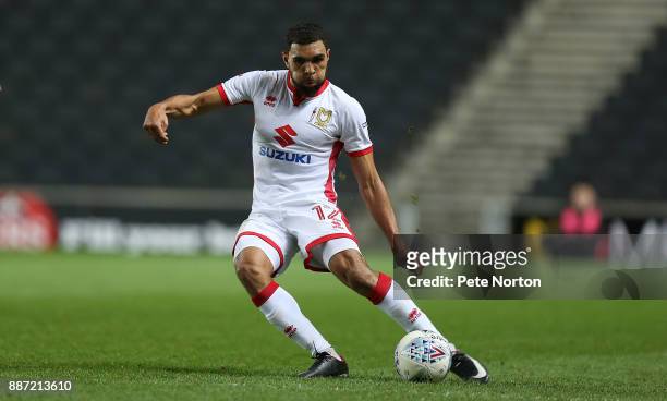 Scott Golbourne of Milton Keynes Dons in action during the Checkatrade Trophy Second Round match between Milton Keynes Dons and Chelsea U21vat...
