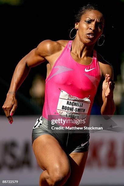 Rachelle Boone-Smith competes in the first round of the 200 meter event during the USA Outdoor Track & Field Championships at Hayward Field on June...