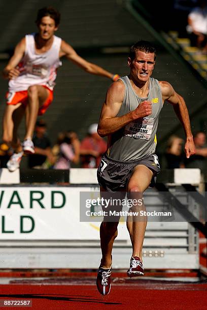 Joshua Mcadams competes in the 3000 meter steeplechase final during the USA Outdoor Track & Field Championships at Hayward Field on June 27, 2009 in...