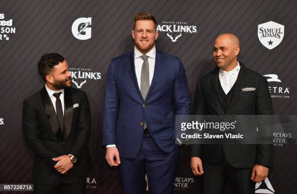 Jose Altuve; J.J. Watt and Carlos Beltran attends SPORTS ILLUSTRATED 2017 Sportsperson of the Year Show on December 5, 2017 at Barclays Center in New...
