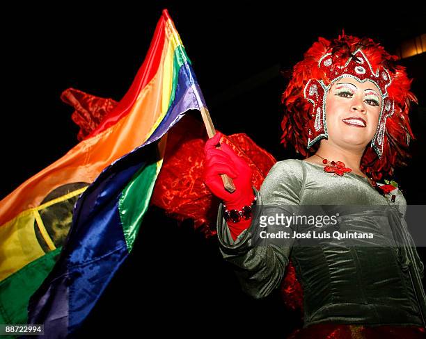 Participant 'Hedy' poses for a photograph during the Gay Pride Parade on June 27, 2009 in La Paz, Bolivia.