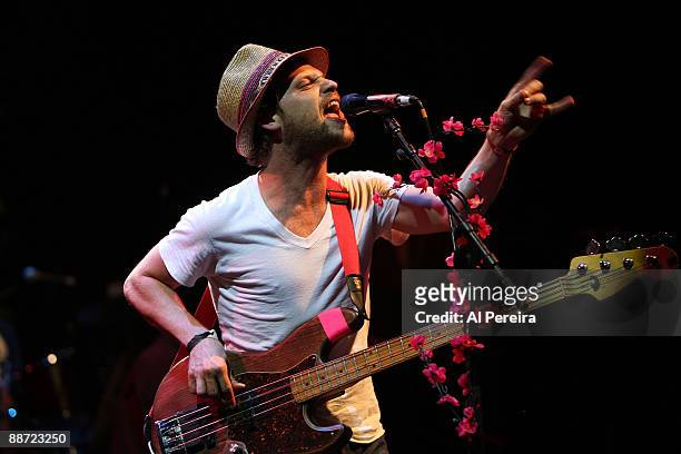 Bassist Toby Leaman of Dr. Dog performs during the 31st annual Celebrate Brooklyn Summer Season at Prospect Park Bandshell on June 27, 2009 in New...