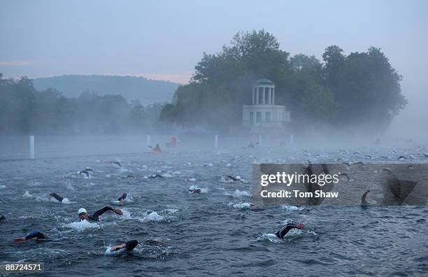 Swimmers take part in the annual Black Sheep Henley Swim on June 28, 2009 in Henley-on-Thames, England. The Black Sheep Henley Swim started 7 years...