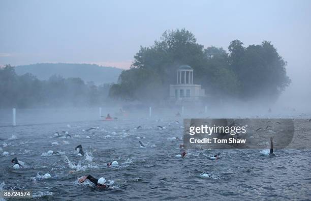 Swimmers take part in the annual Black Sheep Henley Swim on June 28, 2009 in Henley-on-Thames, England. The Black Sheep Henley Swim started 7 years...