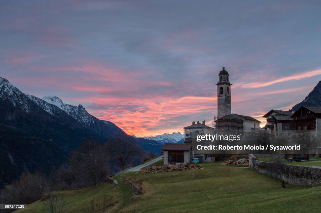 Sunrise in Soglio, Switzerland