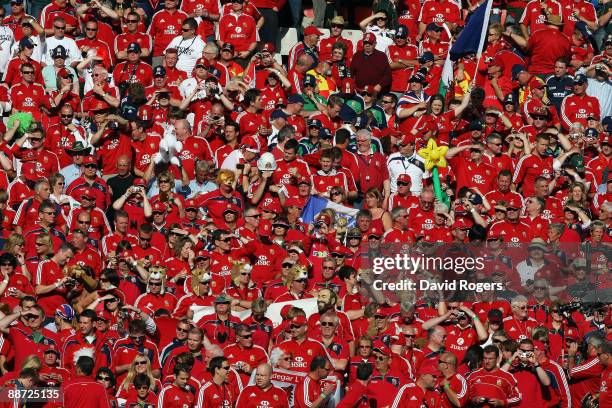 Lions fans show their support during the Second Test match between South Africa and the British and Irish Lions at Loftus Versfeld on June 27, 2009...