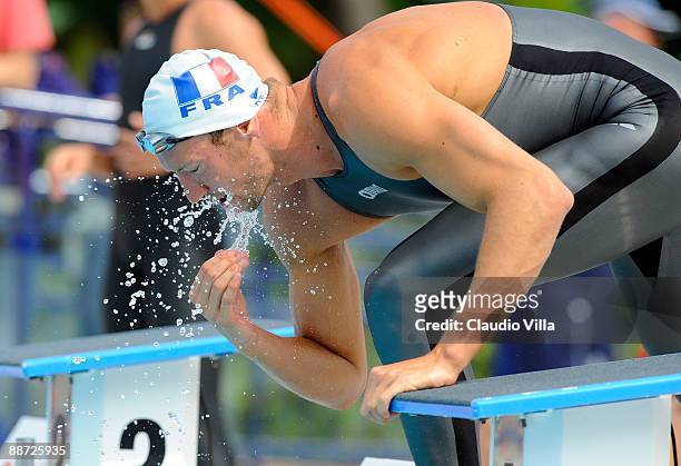 Swimmer Alain Bernard of France competes during the Men's 50m Freestyle heat at the XVI Mediterranean Games on June 28, 2009 in Pescara, Italy.