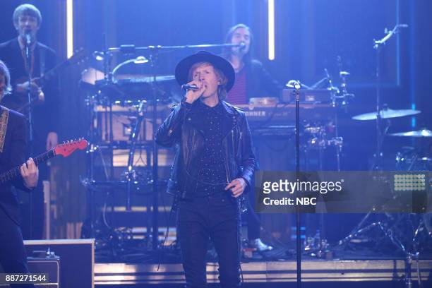 Episode 0784 -- Pictured: Musical Guest Beck performs "Up All Night" on December 6, 2017 --