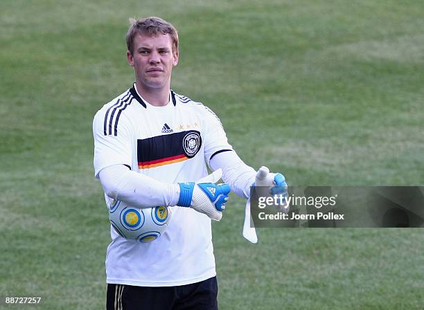 Manuel Neuer of Germany is seen during the U21 Germany training session in the Malmo stadium on June 28, 2009 in Malmo, Sweden.